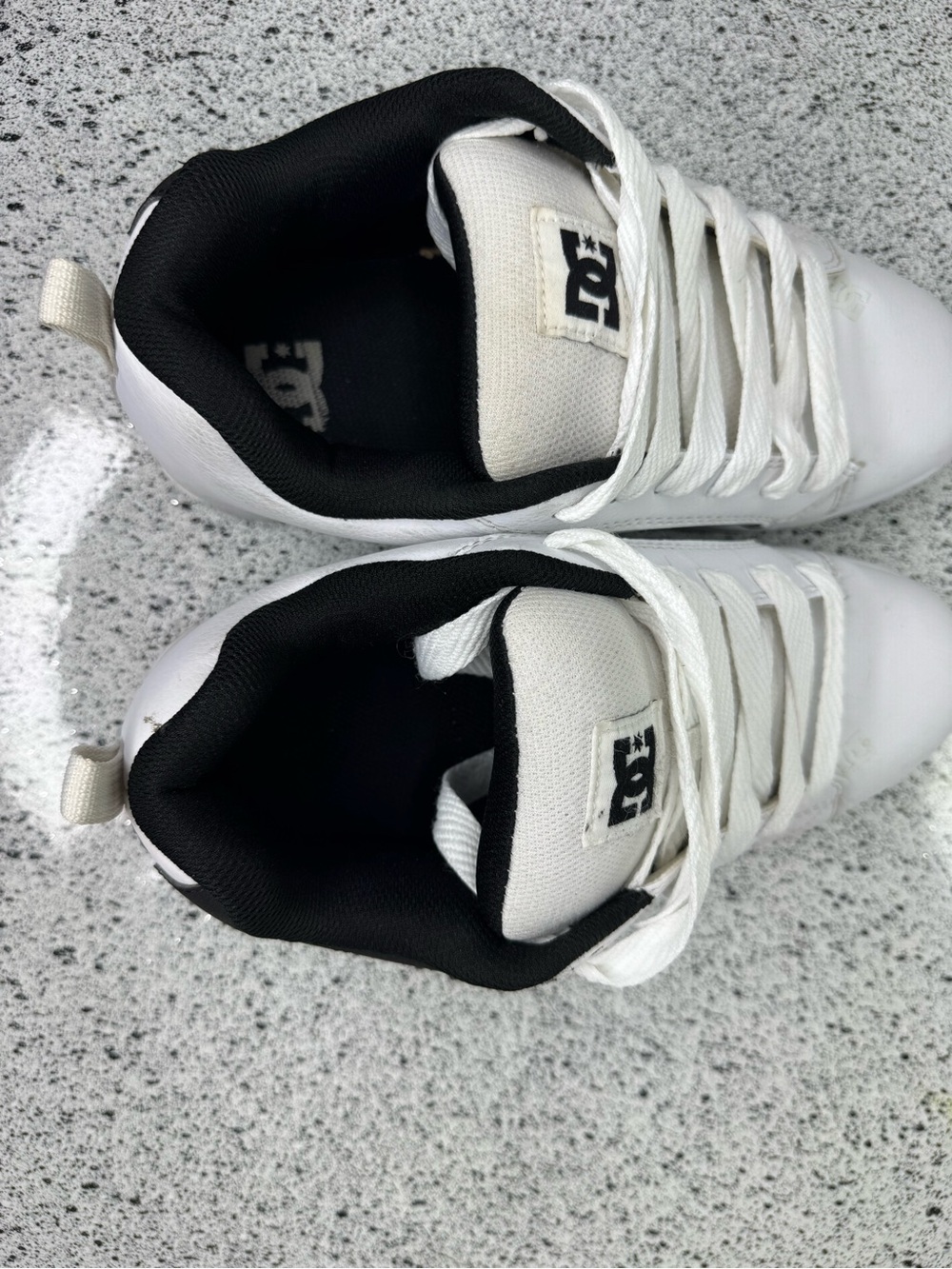 DC White and Black Skate Sneakers with Large Logo - Picture 7 of 11